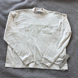 Fear of God Essentials Long Sleeve Tee Shirt egg shell off white beige
